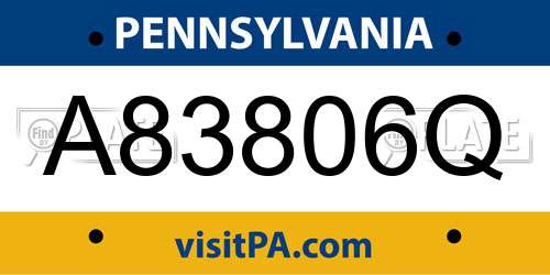 A83806Q Pennsylvania License Plate