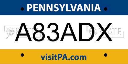 A83ADX Pennsylvania License Plate