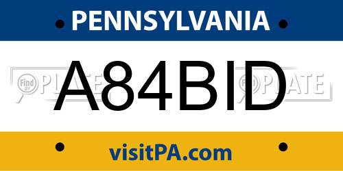 A84BID Pennsylvania License Plate