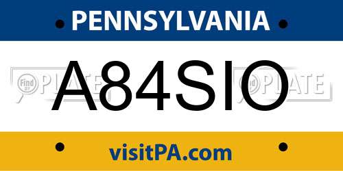 A84SIO Pennsylvania License Plate