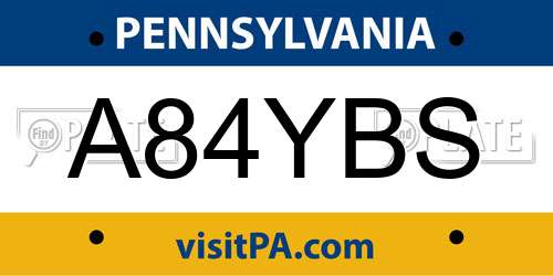 A84YBS Pennsylvania License Plate