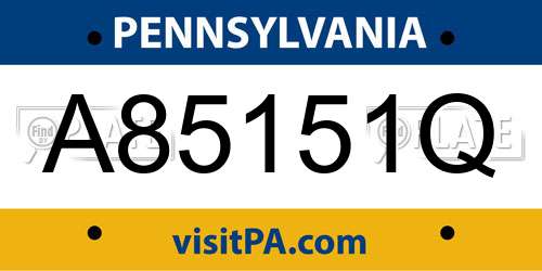 A85151Q Pennsylvania License Plate