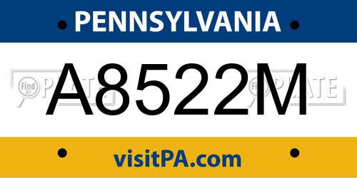 A8522M Pennsylvania License Plate