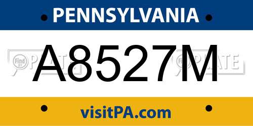 A8527M Pennsylvania License Plate