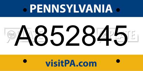 A852845 Pennsylvania License Plate