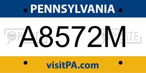 A8572M Pennsylvania License Plate