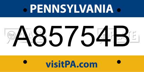 A85754B Pennsylvania License Plate