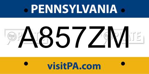 A857ZM Pennsylvania License Plate