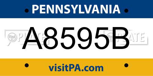 A8595B Pennsylvania License Plate