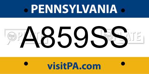 A859SS Pennsylvania License Plate