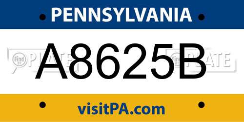 A8625B Pennsylvania License Plate