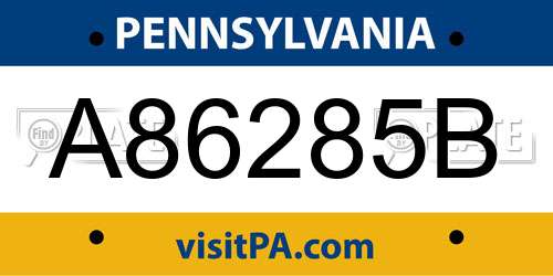 A86285B Pennsylvania License Plate