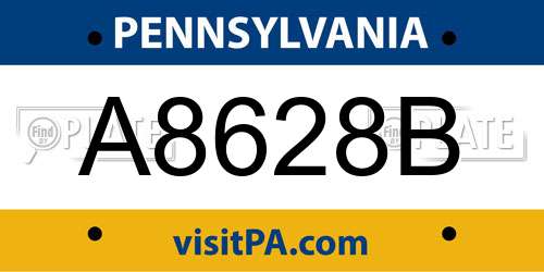 A8628B Pennsylvania License Plate