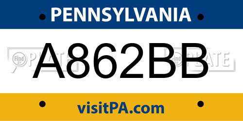 A862BB Pennsylvania License Plate