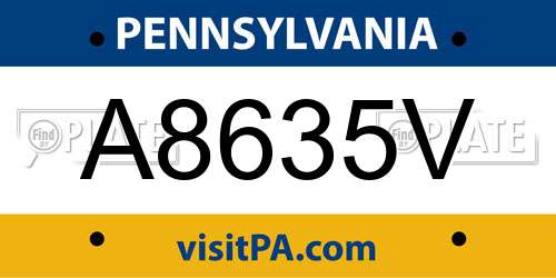 A8635V Pennsylvania License Plate