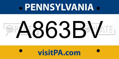 A863BV Pennsylvania License Plate