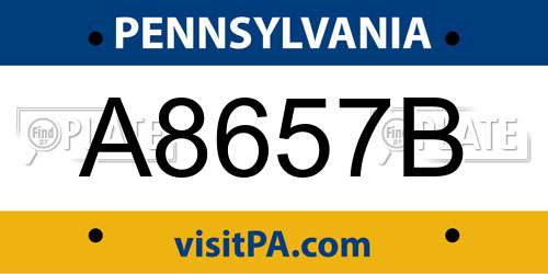 A8657B Pennsylvania License Plate