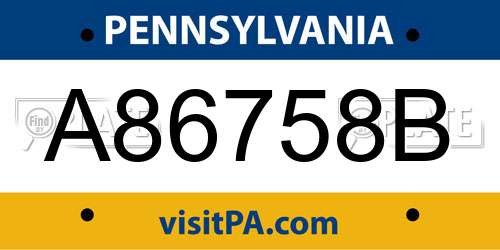 A86758B Pennsylvania License Plate