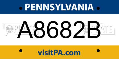 A8682B Pennsylvania License Plate