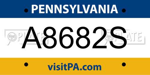 A8682S Pennsylvania License Plate