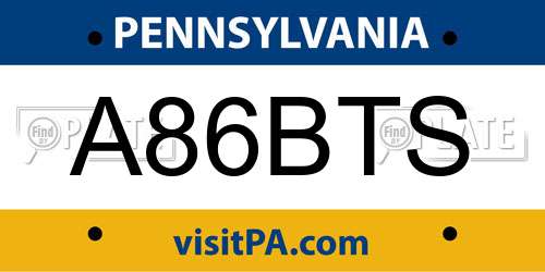 A86BTS Pennsylvania License Plate