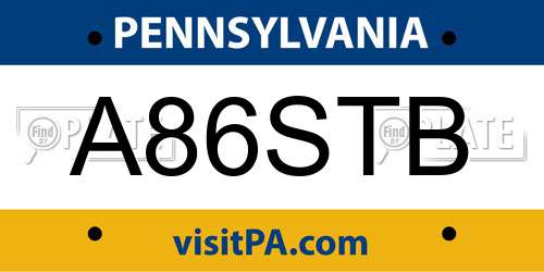 A86STB Pennsylvania License Plate