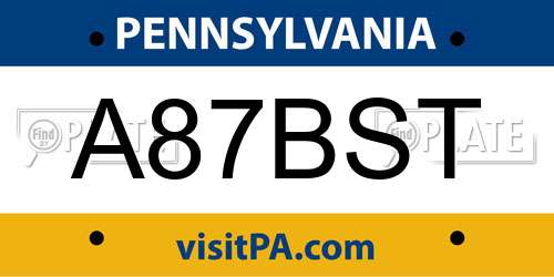 A87BST Pennsylvania License Plate