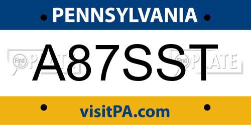 A87SST Pennsylvania License Plate