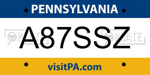 A87SSZ Pennsylvania License Plate