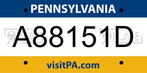 A88151D Pennsylvania License Plate