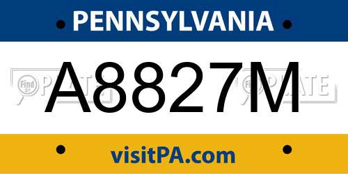 A8827M Pennsylvania License Plate