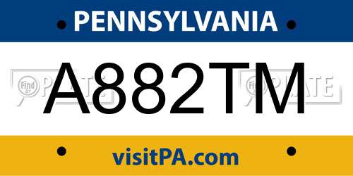 A882TM Pennsylvania License Plate