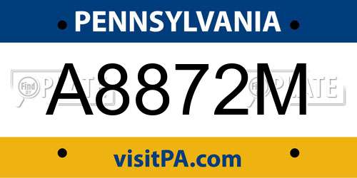 A8872M Pennsylvania License Plate