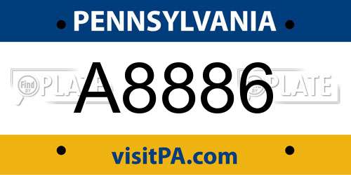 A8886 Pennsylvania License Plate