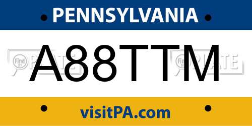 A88TTM Pennsylvania License Plate