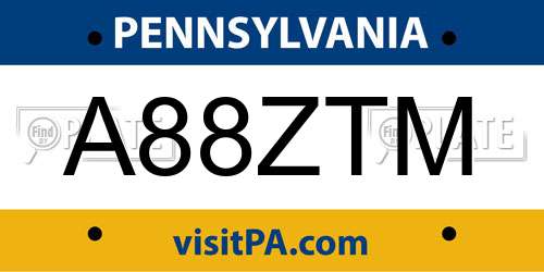 A88ZTM Pennsylvania License Plate