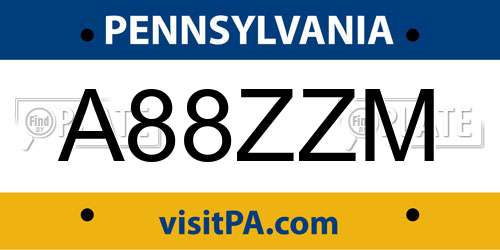 A88ZZM Pennsylvania License Plate