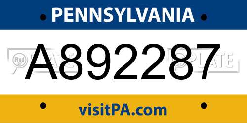 A892287 Pennsylvania License Plate