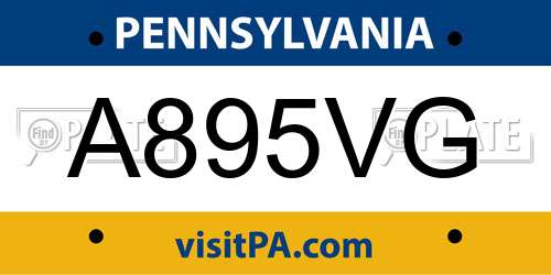 A895VG Pennsylvania License Plate