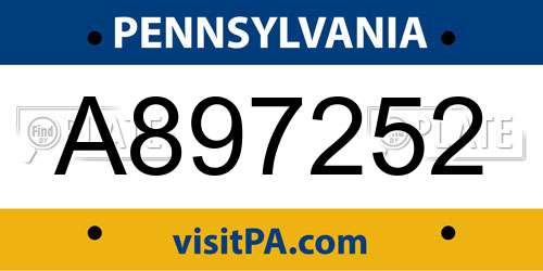 A897252 Pennsylvania License Plate