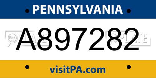 A897282 Pennsylvania License Plate