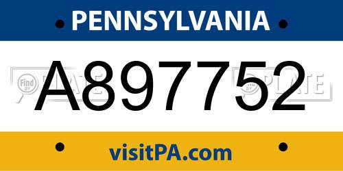 A897752 Pennsylvania License Plate
