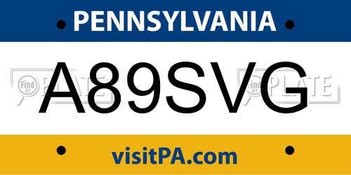 A89SVG Pennsylvania License Plate