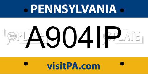 A904IP Pennsylvania License Plate
