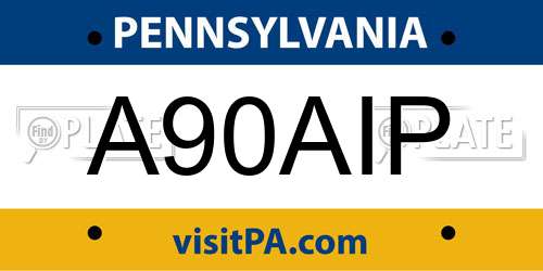 A90AIP Pennsylvania License Plate