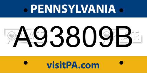 A93809B Pennsylvania License Plate