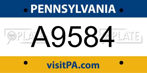 A9584 Pennsylvania License Plate