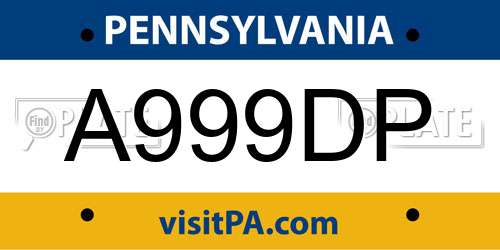 A999DP Pennsylvania License Plate