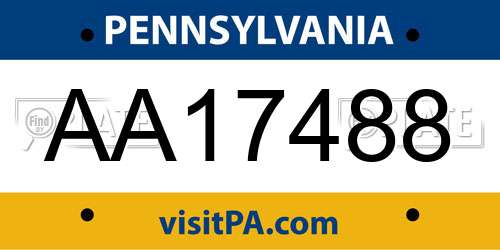 AA17488 Pennsylvania License Plate