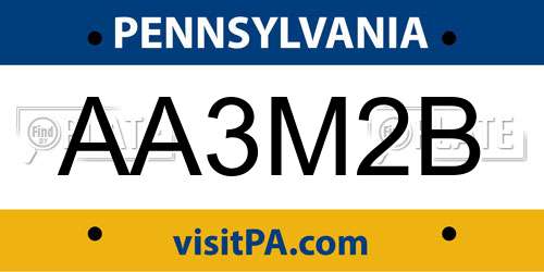 AA3M2B Pennsylvania License Plate